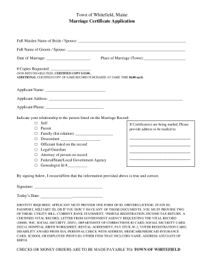 Fillable Online Town of Whitefield Maine Marriage Certificate Fillable Online Town of Whitefield Maine Marriage Certificate
