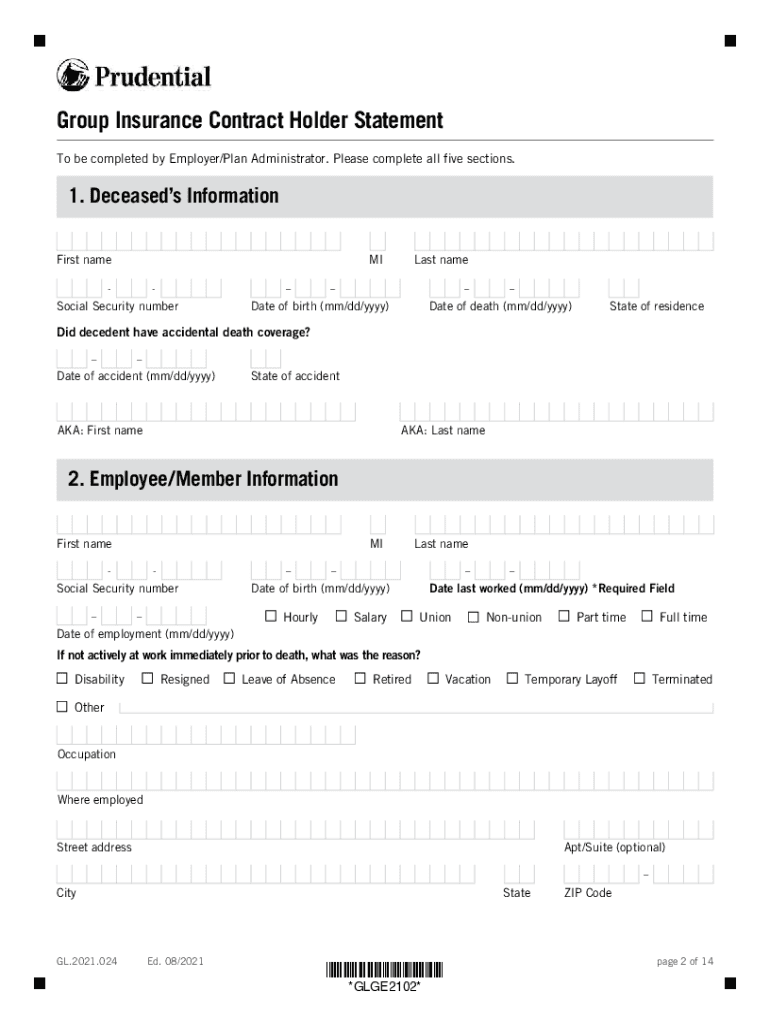 Fillable Online Prudential Group claim form Fax Email Print pdfFiller