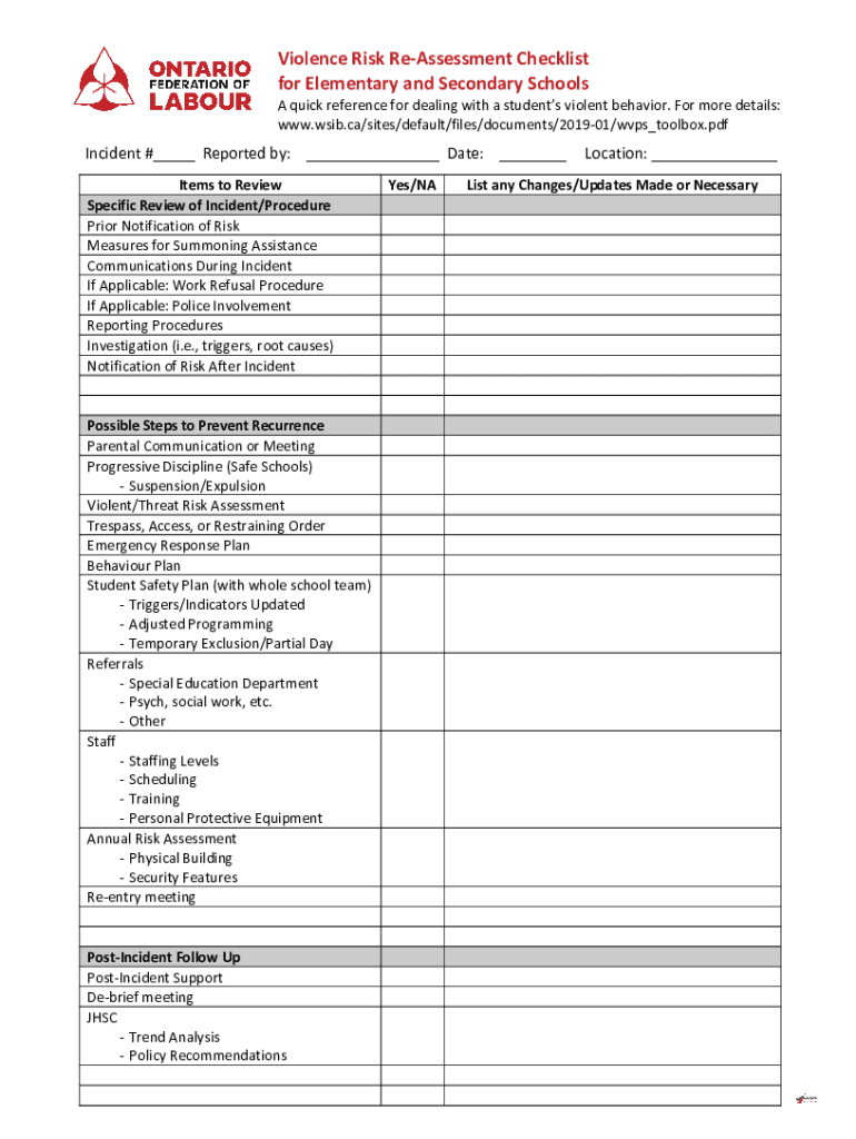 Fillable Online Violence Risk Assessment Toolkit for the Education