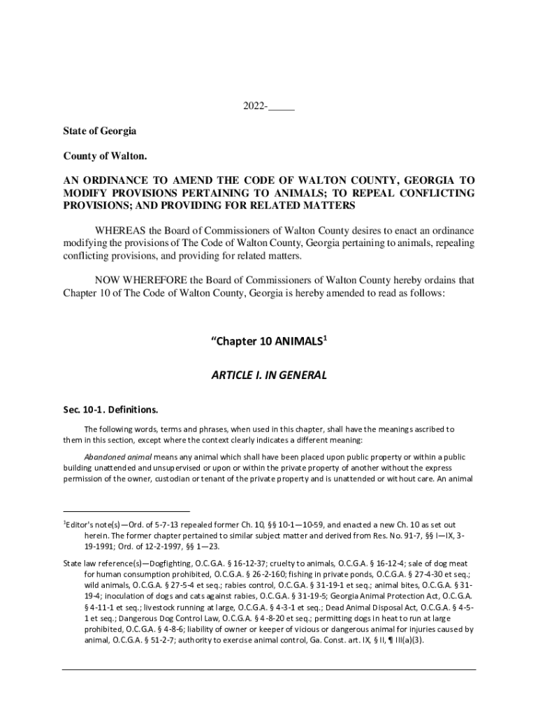 Fillable Online Chapter 10 of The Code of Walton County, is