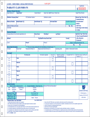 WARRANTY CLAIM FORM #751