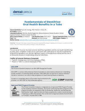 Fundamentals of Dentifrice: Oral Health Benefits in a Tube