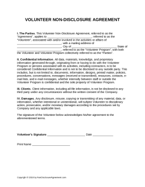 Volunteer Non-Disclosure Agreement (NDA)