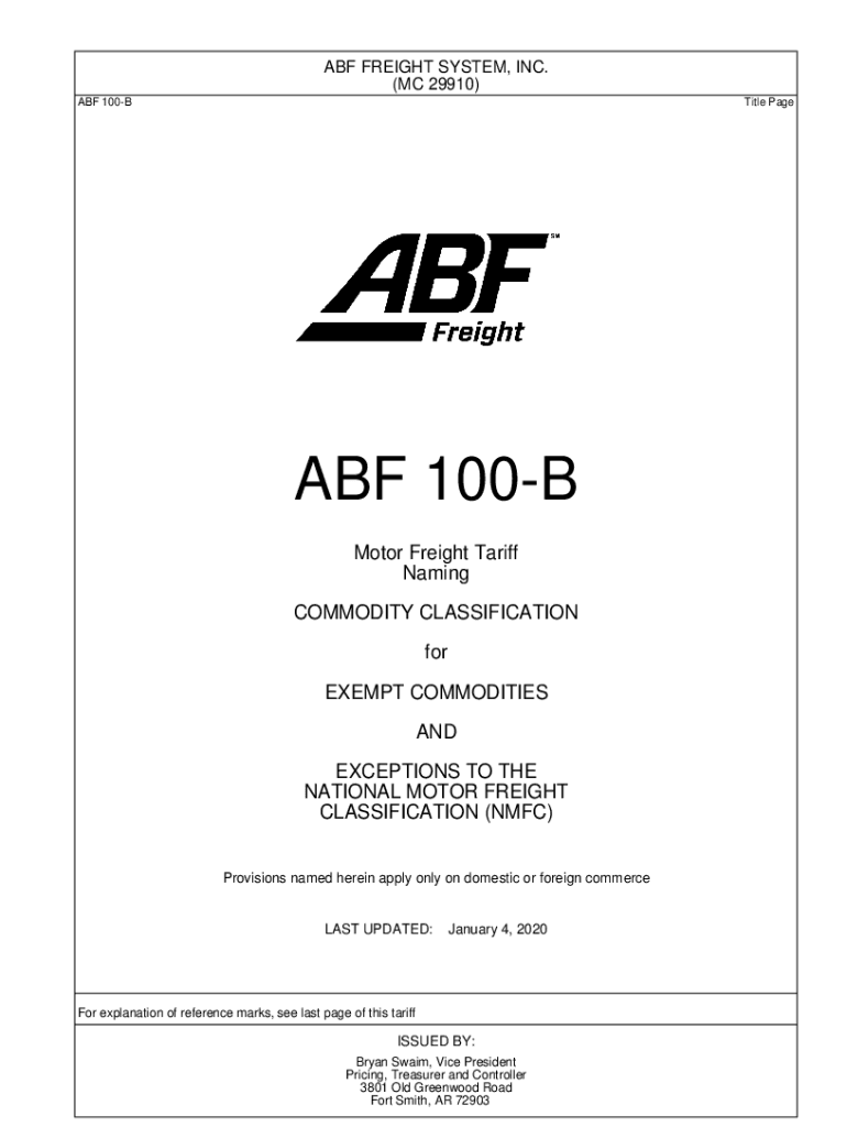 Fillable Online Fillable Online ABF 100B ABF Freight Fax Email Print