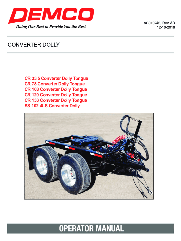 Fillable Online Single Axle Converter Dolly Silver Eagle