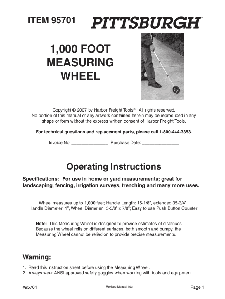 Fillable Online Harbor Freight Tools 10,000 Ft./Meter Digital Measuring