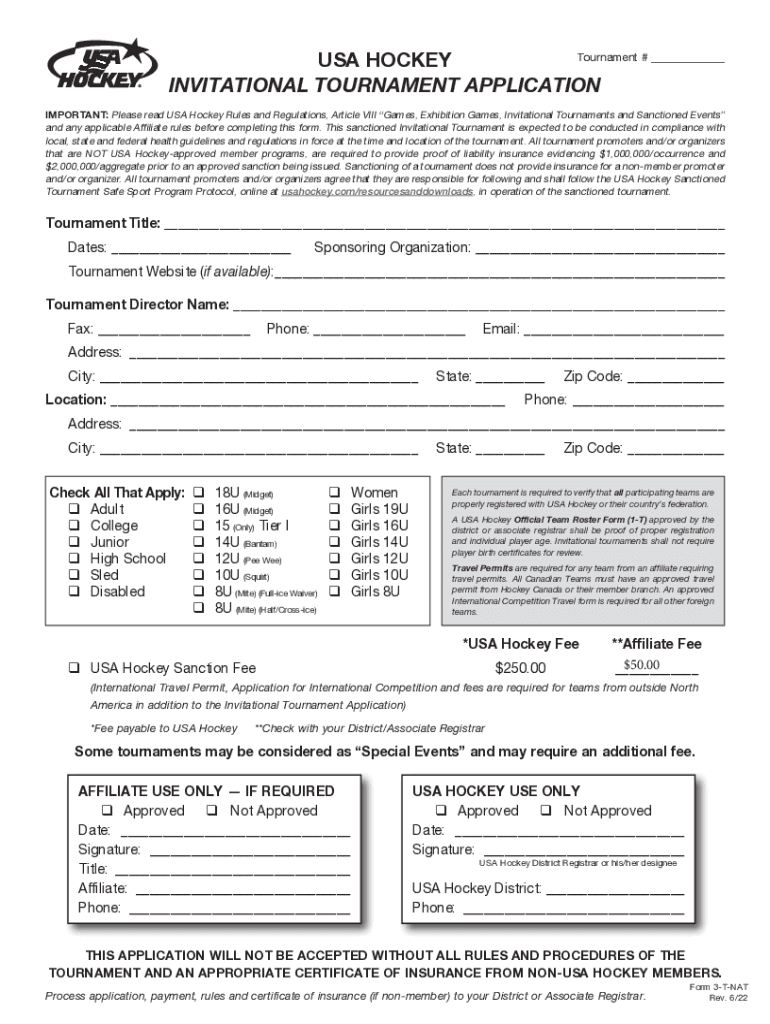 Fillable Online IMPORTANT Please read USA Hockey Rules and Regulations