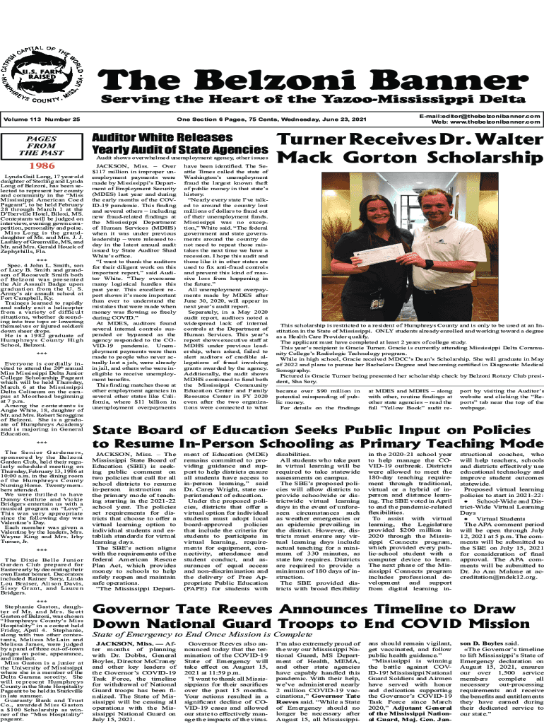 Fillable Online The Belzoni Banner Fax Email Print pdfFiller