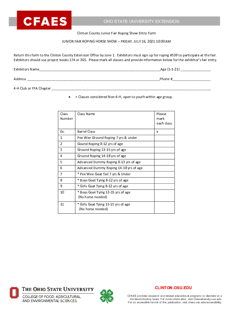 Fillable Online clinton osu Clinton County Junior Fair Roping Show ...