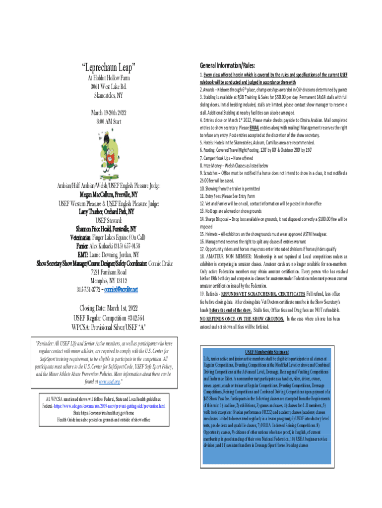 Fillable Online Leprechaun Leap Fax Email Print pdfFiller