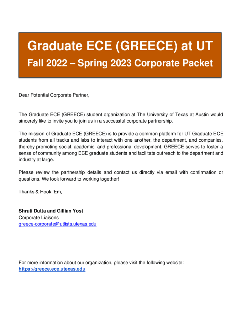 Fillable Online UT Graduate ECE (GREECE) The University of Texas at
