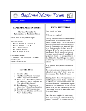 The baptismal covenant, the norm of adult baptism, and mission