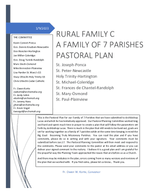 RURAL FAMILY CA FAMILY OF 7 PARISHES PASTORAL PLAN. St. Joseph-PoncaSt. Peter-NewcastleHoly Trinity-HartingtonSt. Michael-ColeridgeSt. Frances de Chantel-RandolphSt. Mary-OsmondSt. Paul-Plainview