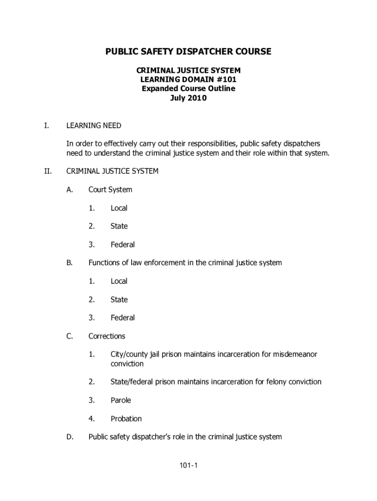 Fillable Online training specifications for the public safety