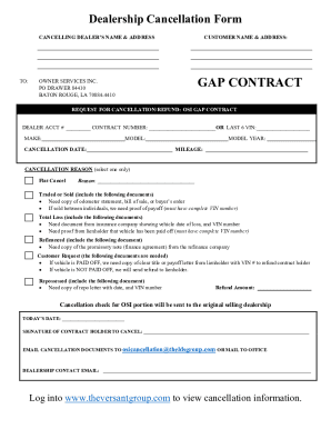 Dealer Cancellation Form