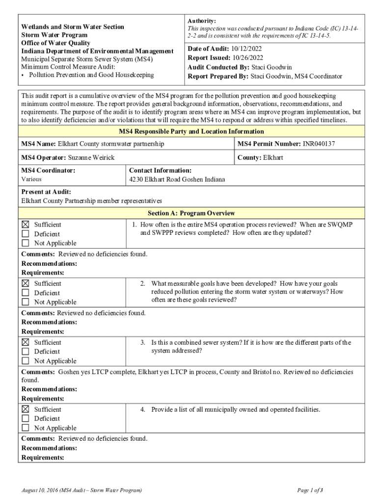 Fillable Online Street Department Goshen Facility Inspection Report