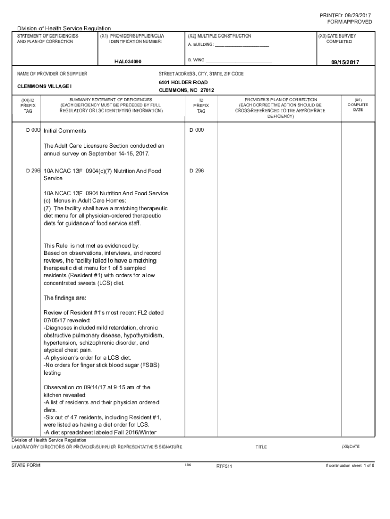 Fillable Online CLEMMONS VILLAGE I Fax Email Print pdfFiller