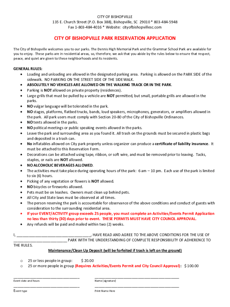 Fillable Online SC information about the city and its