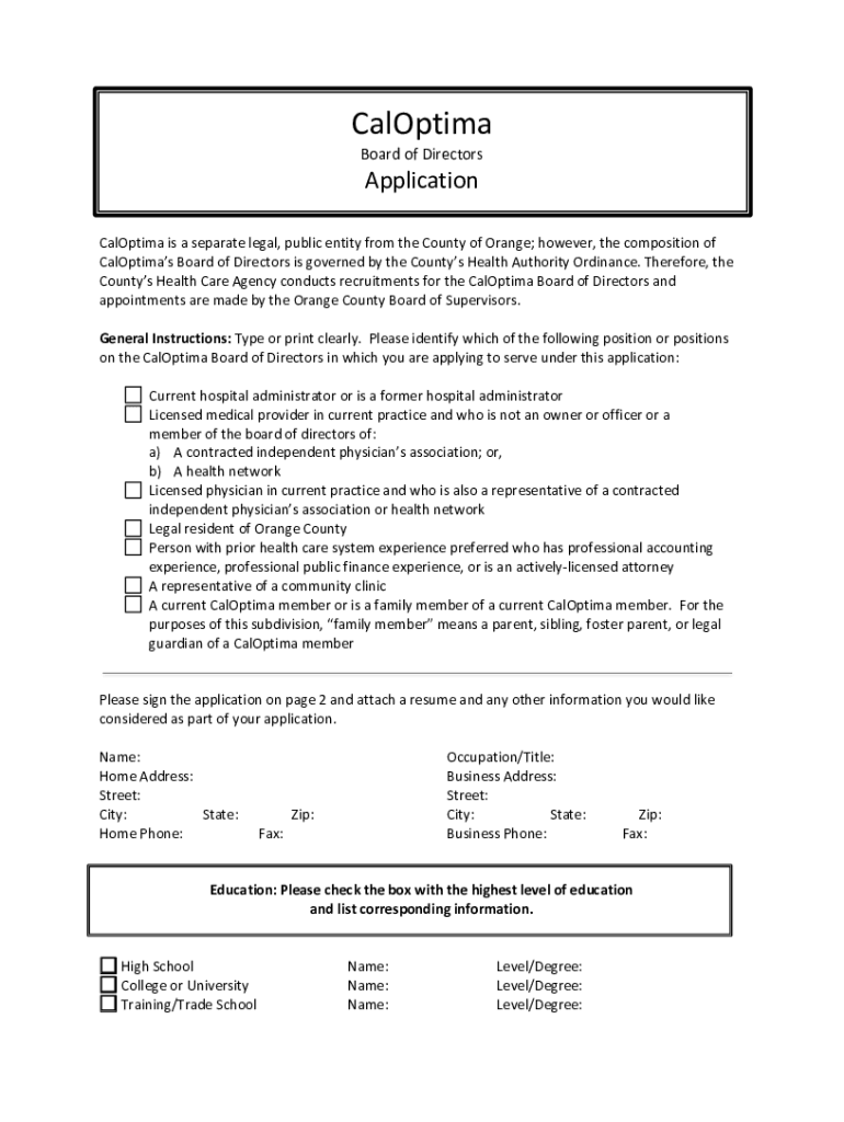 Fillable Online CalOptima Burns While Majority of Supervisors Fiddle Fax Email Print pdfFiller