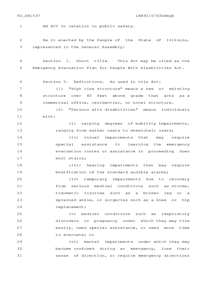 Fillable Online Emergency Evacuation Plan for People with Disabilities Act. Fax Email Print