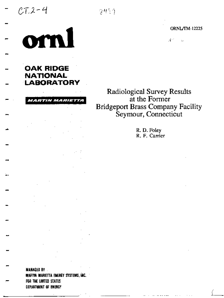 Fillable Online Radiological survey of the former Bridgeport Brass