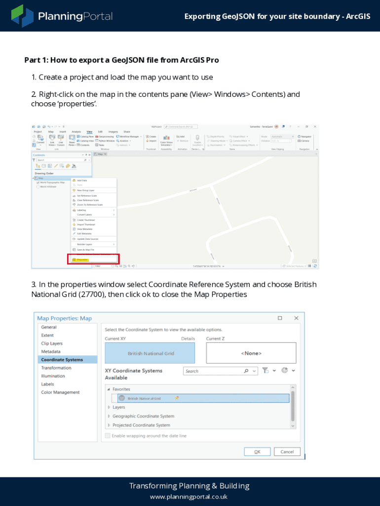 Fillable Online Part 1: How to export a GeoJSON file from ArcGIS Pro ...