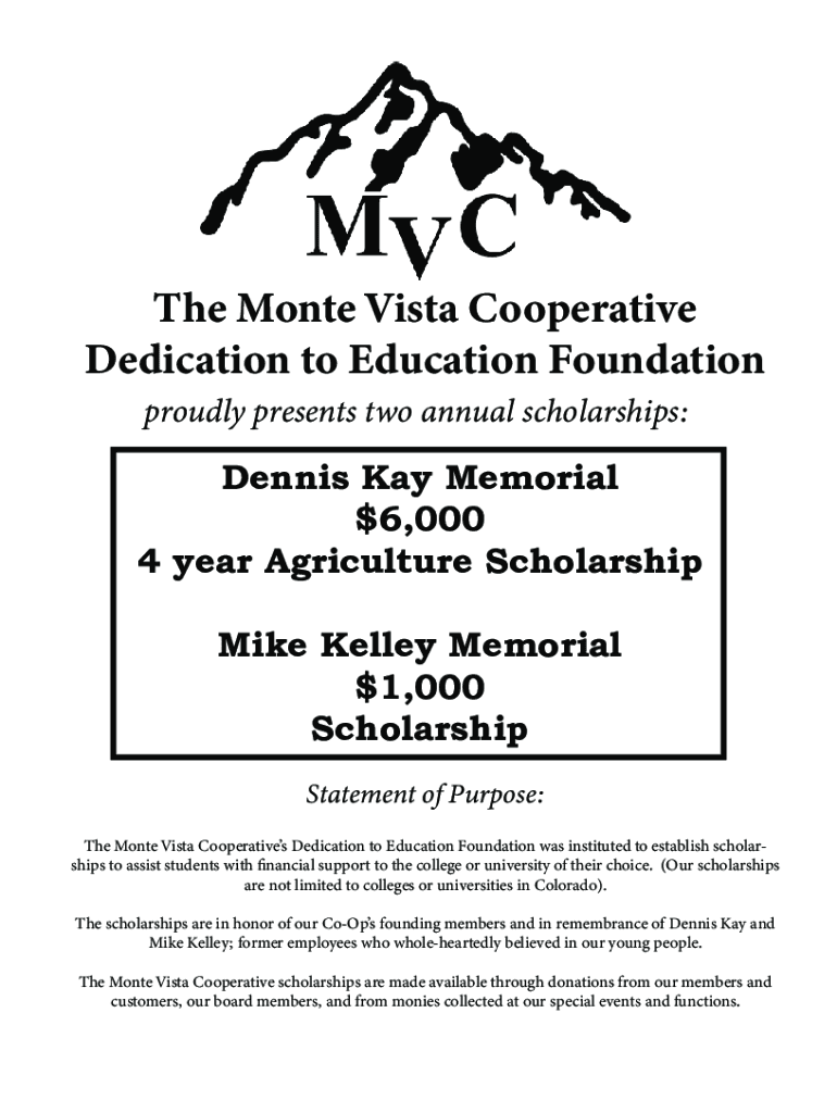 Fillable Online MV Coop Education Foundation opens scholarship