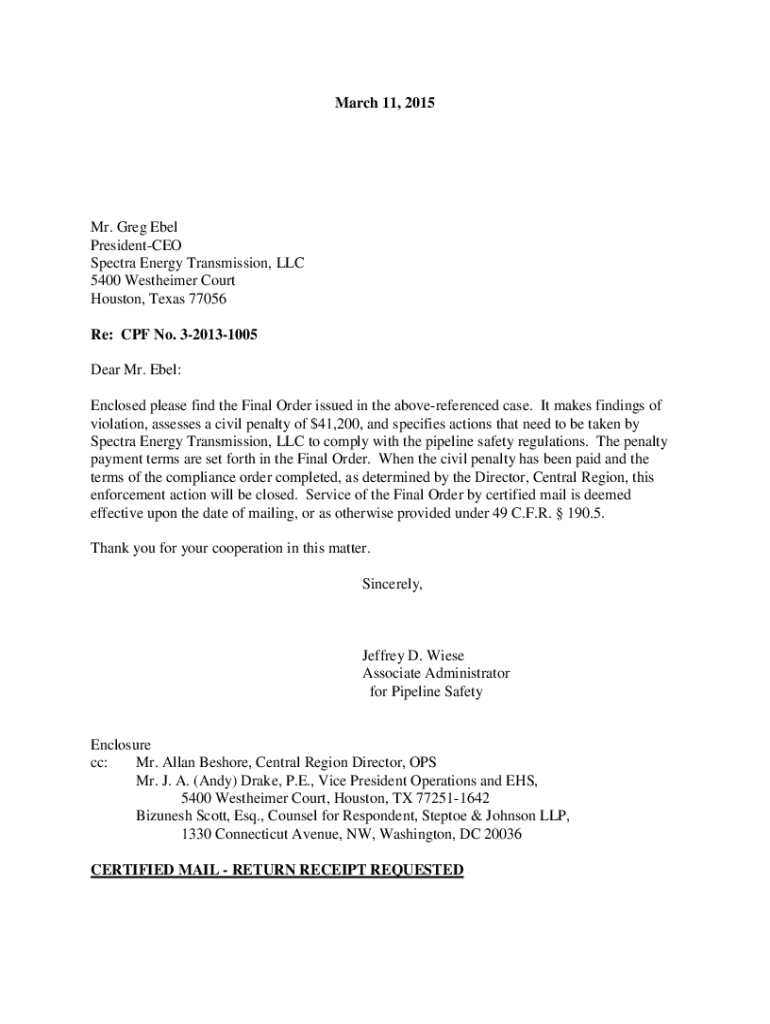 Fillable Online primis phmsa dot Spectra Energy Services, LLC in