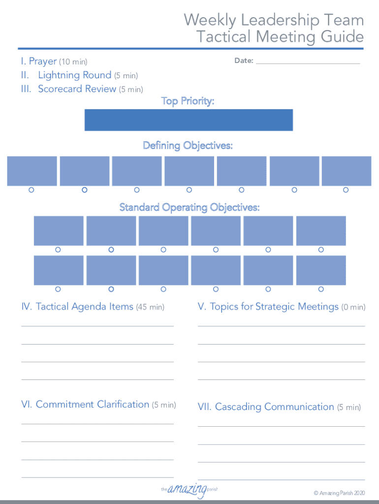 Fillable Online A Guide to Tactical Meetings (Agenda Template Included) Fax Email Print pdfFiller