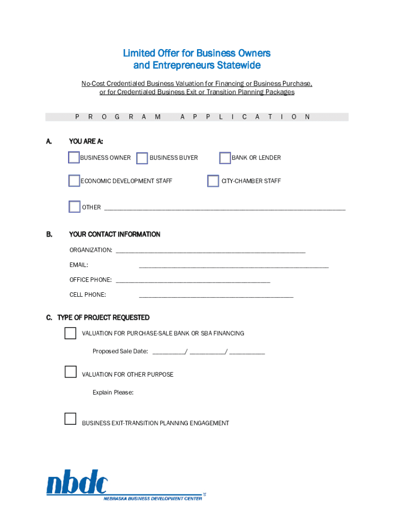 Fillable Online Business Appraisal and Business Valuation from Blue Sky