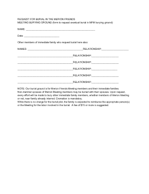Form Burial Request