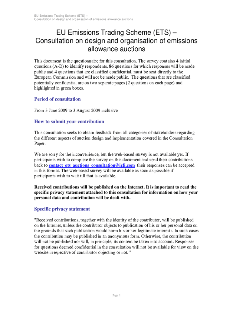 Fillable Online EU Emissions Trading Scheme (EU ETS) Allocation And
