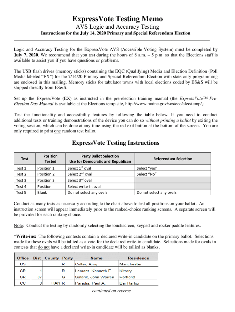 Fillable Online Voting system pre-election logic and accuracy testing ...
