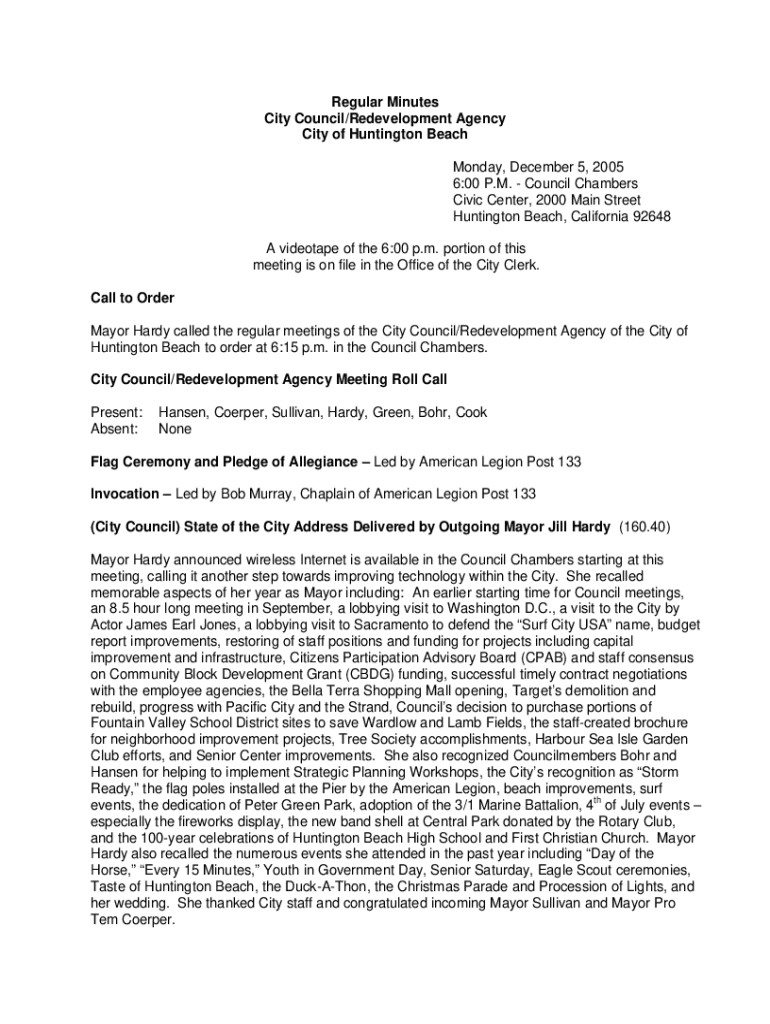 Fillable Online City of Huntington Beach, CA Redevelopment Fax Email