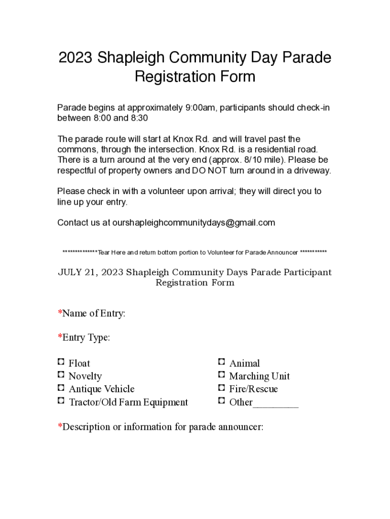 Fillable Online Parade to the Harleysville Jaycees Fax Email Print pdfFiller