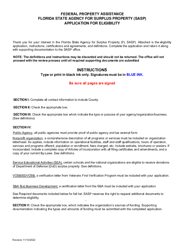 Fillable Online Florida State Agency for Surplus Property (SASP) Fax