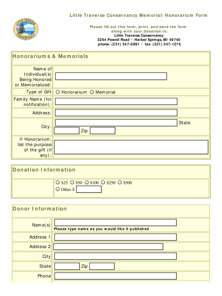 Fillable Online Membership FormAnnual Northern Michigan Land Trust