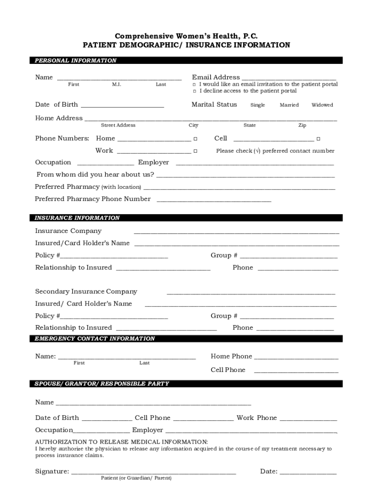 Fillable Online Comprehensive Womens Health, P Fax Email Print pdfFiller