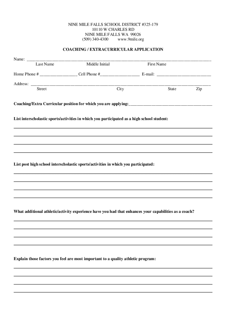 Fillable Online District Detail for Nine Mile Falls School District Fax