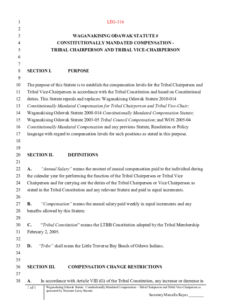 Fillable Online LEG-316 Constitutionally Mandated Compensation forTCh ...