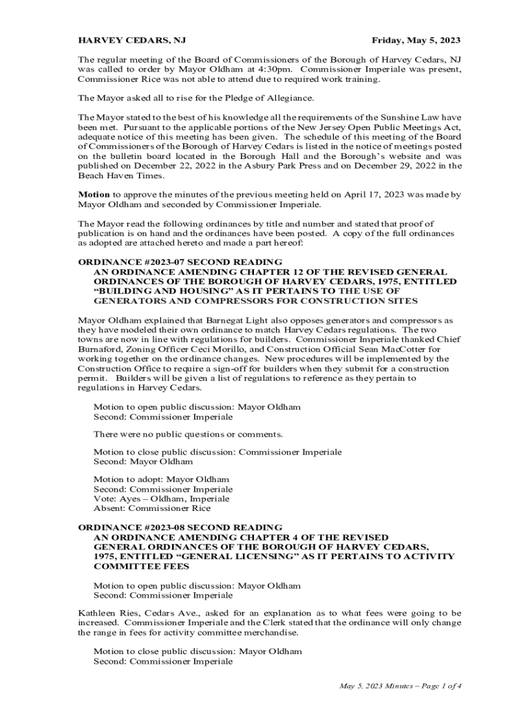 Fillable Online Harvey cedars borough nj tax collector Fax Email Print