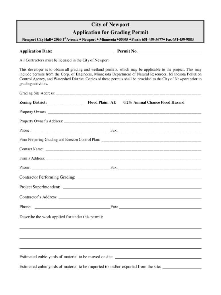 Fillable Online Application for Grading Permit Fax Email Print pdfFiller