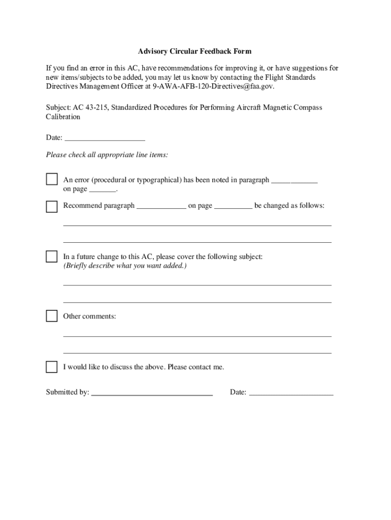 Fillable Online AC 43215. Standardized Procedures for Performing