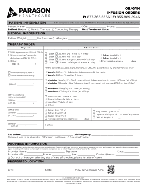 Fillable Online F: 855.889.2946 OB/GYN INFUSION ORDERS Fax Email Print ...