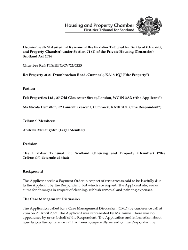 Fillable Online First Tier Tribunal for Scotland (housing and property