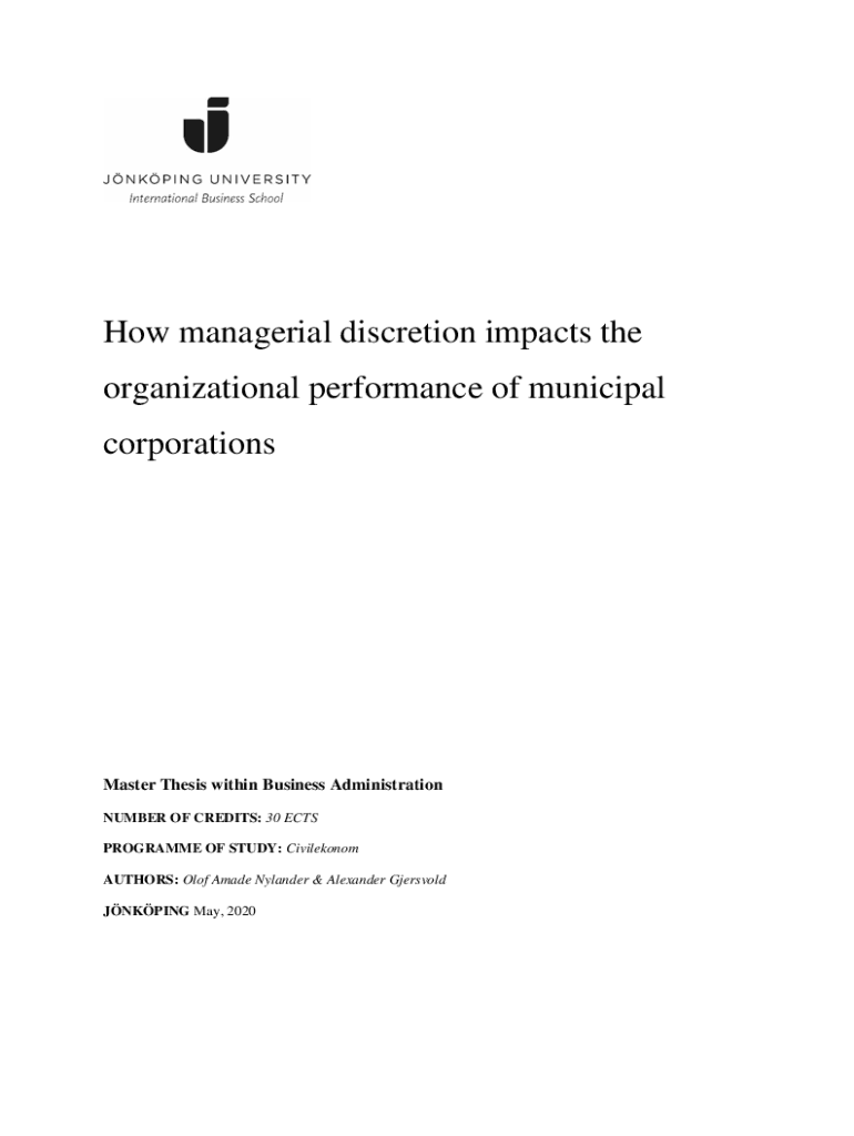 Fillable Online Effects of Managerial Discretion on the Efficiency of
