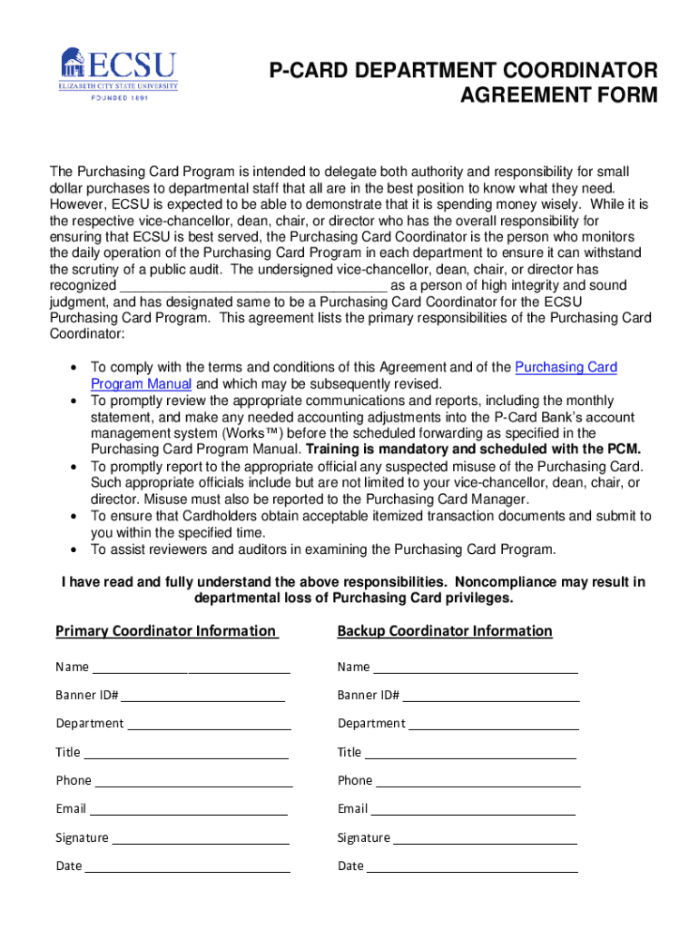 Fillable Online Procurement Cards (PCard) Policy Library