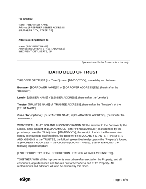 Idaho Deed of Trust Form