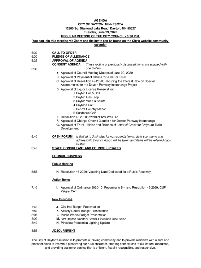Fillable Online Dayton Mn City Council Fill Online, Printable