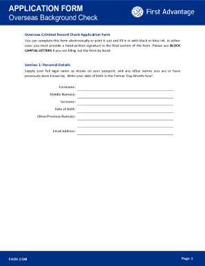 Overseas Background Check Application Form